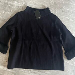 Fate Black oversized Cropped Sweater with Faux Fur Trim sleeves Sz small NWT